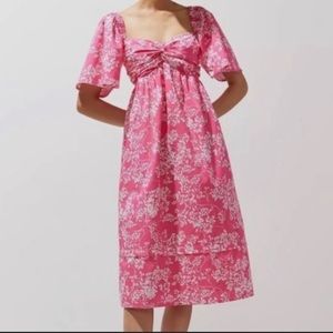 Anthropologie Peter Som MIDI Dress pink flowers